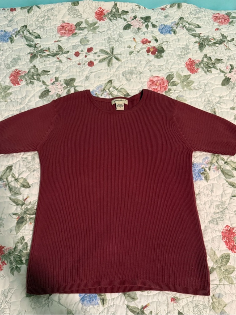 Eddie Bauer Ribbed Crewneck Sweater in Deep Burgundy